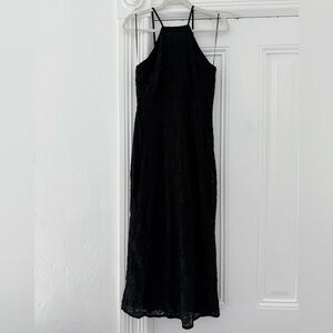 NSR Black Lace Halter Midi Dress